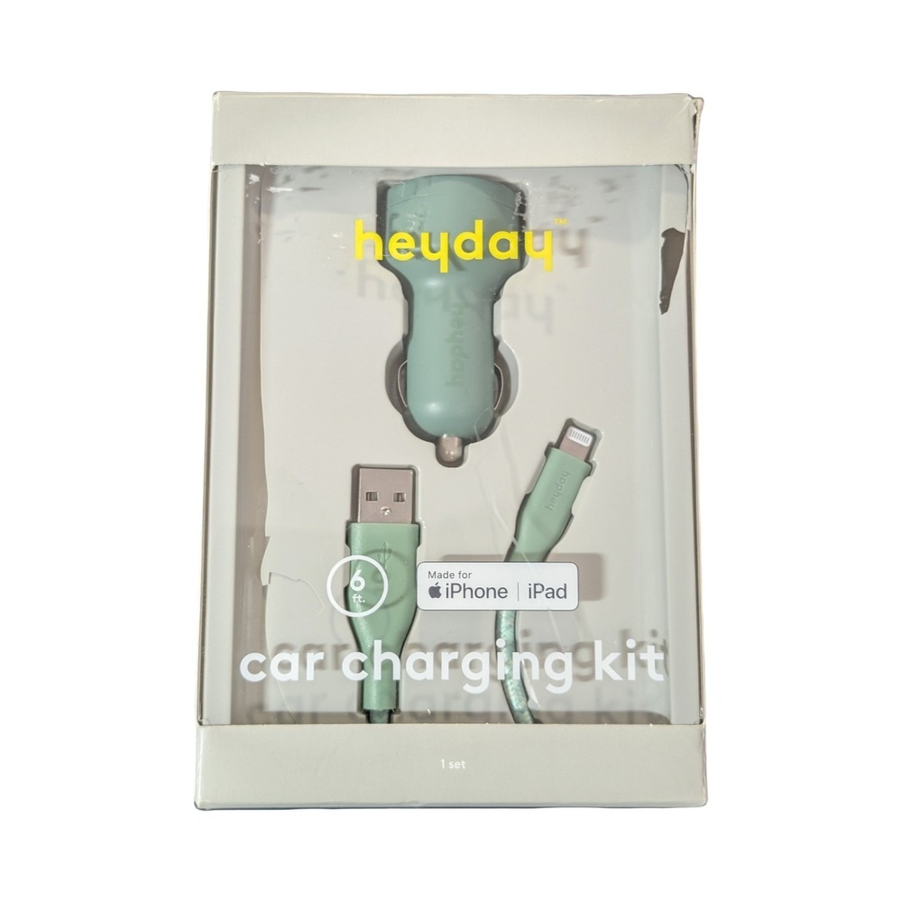 Oo9N heyday Car Charging Kit Lighting 6ft Cable USB-C & USB-A 23W New Sealed‎